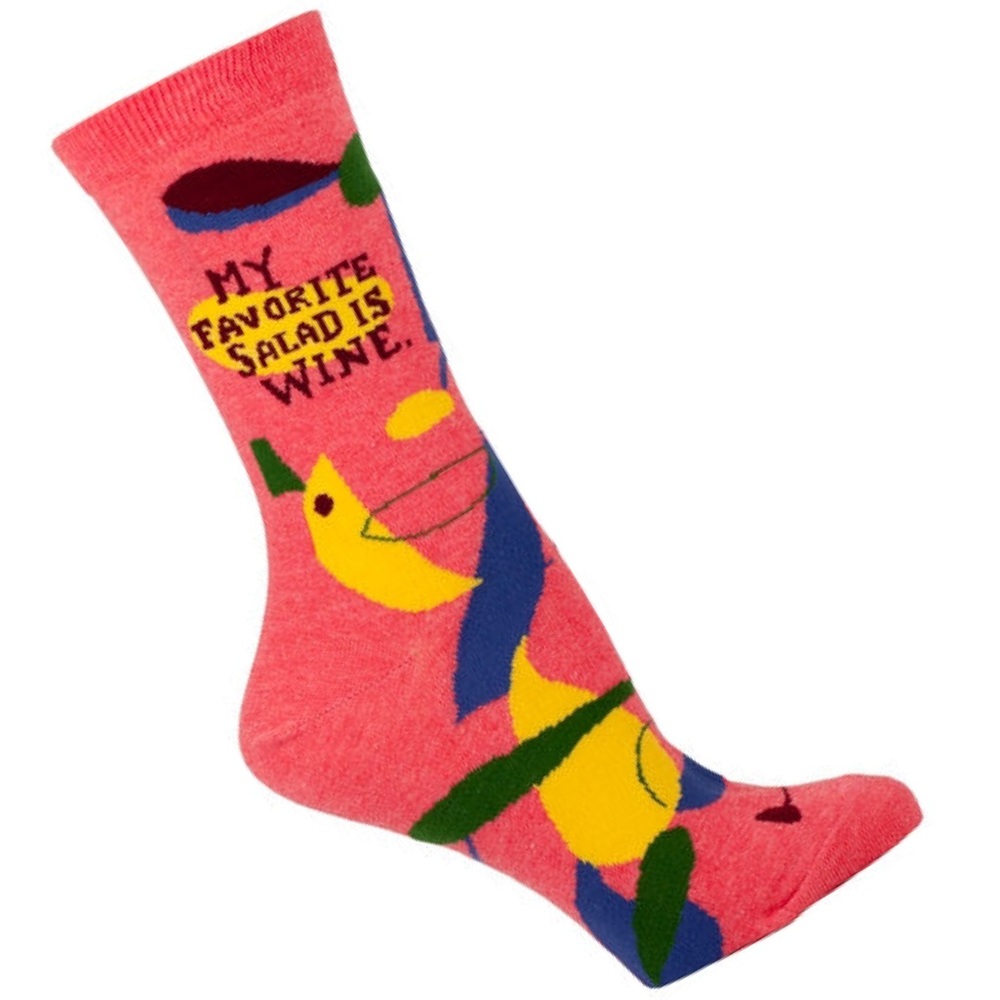 Blue Q socks My Favorite Salad is Wine colorful whimsical size 5-10 - Picture 1 of 6